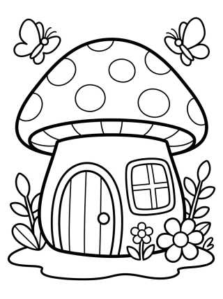 Desenho de Casinha de Campo Cogumelo Encantada para colorir e imprimir grátis