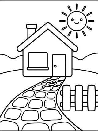 Casinha de Campo com Cerca de Madeira para colorir Desenho de Casinha de Campo com Cerca de Madeira para colorir e imprimir grátis