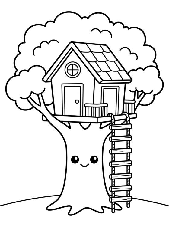 Desenho de Casinha de Campo na Árvore para colorir e imprimir grátis
