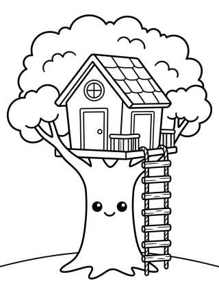 Casinha de Campo na Árvore para colorir Desenho de Casinha de Campo na Árvore para colorir e imprimir grátis