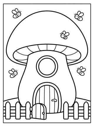 Desenho de Casinha de Campo no Cogumelo para colorir e imprimir grátis
