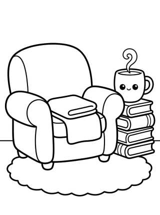 Desenho de Cantinho da Leitura e Chá para colorir e imprimir grátis