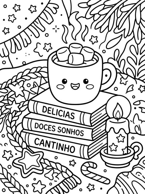 Desenho de Cantinho do Chocolate Quente para colorir e imprimir grátis