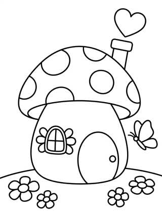 Desenho de Casinha Cogumelo Acolhedora para colorir e imprimir grátis