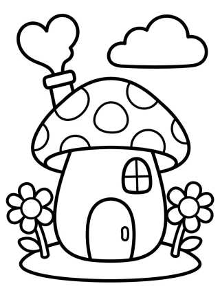 Desenho de Casinha de Cogumelo Aconchegante para colorir e imprimir grátis
