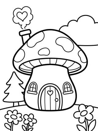 Desenho de Casinha de Cogumelo Encantada para colorir e imprimir grátis