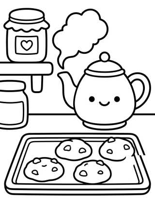 Cozinha com Biscoitos Quentinhos para colorir Desenho de Cozinha com Biscoitos Quentinhos para colorir e imprimir grátis