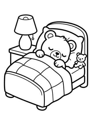 Quarto Aconchegante da Ursinha para colorir Desenho de Quarto Aconchegante da Ursinha para colorir e imprimir grátis