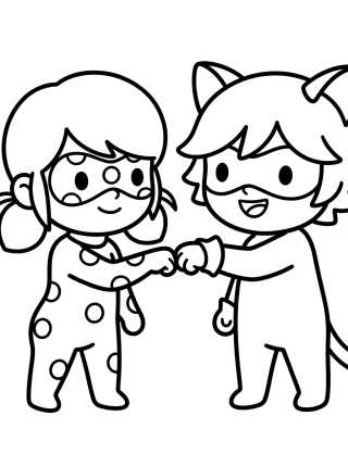 Cat Noir e Ladybug Juntos para colorir Desenho de Cat Noir e Ladybug Juntos para colorir e imprimir grátis