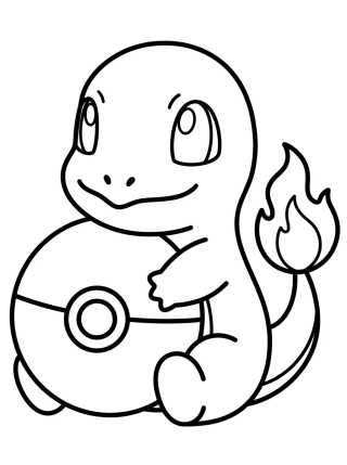 Desenho de Charmander Abraçado com Pokebola para colorir e imprimir grátis