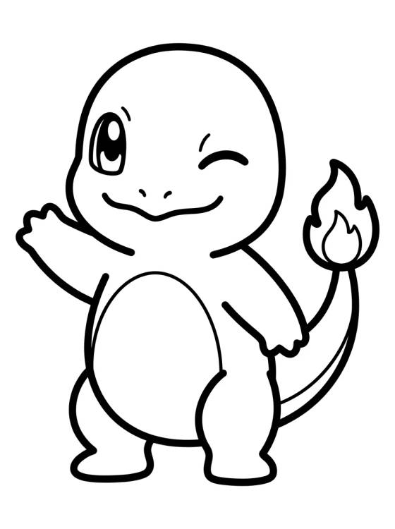 Desenho de Charmander Acenando Alegremente para colorir e imprimir grátis