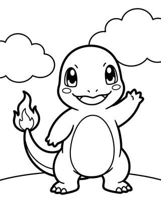 Desenho de Charmander Acenando Alegremente para colorir e imprimir grátis
