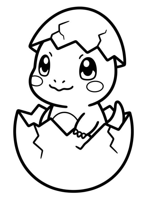 Desenho de Charmander Bebê com Ovinho para colorir e imprimir grátis