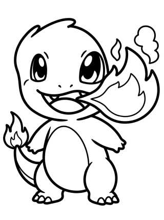 Desenho de Charmander Bebê Soltando Fogo para colorir e imprimir grátis