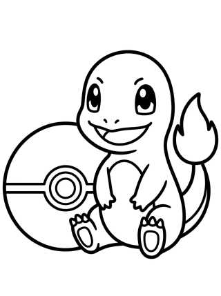 Charmander com Pokebola para colorir Desenho de Charmander com Pokebola para colorir e imprimir grátis