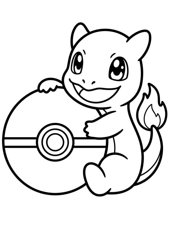 Charmander com Pokébola para colorir Desenho de Charmander com Pokébola para colorir e imprimir grátis