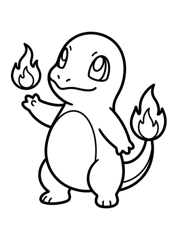 Charmander e Pequena Chama para colorir Desenho de Charmander e Pequena Chama para colorir e imprimir grátis