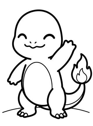 Charmander Feliz Acenando para colorir Desenho de Charmander Feliz Acenando para colorir e imprimir grátis