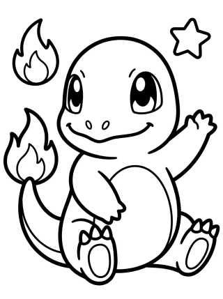 Charmander Fofo Acenando para colorir Desenho de Charmander Fofo Acenando para colorir e imprimir grátis