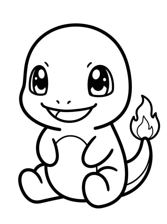 Desenho de Charmander Fofo Sorrindo para colorir e imprimir grátis