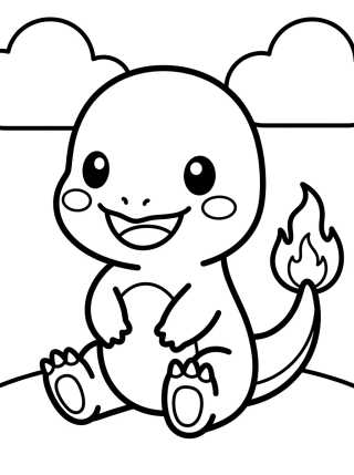 Desenho de Charmander Fofo Sorrindo para colorir e imprimir grátis