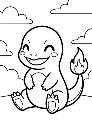 Charmander Sorridente e Fofo para colorir Desenho de Charmander Sorridente e Fofo para colorir e imprimir grátis