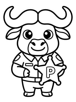 Desenho de Chefe Bogo com Distintivo de Policial para colorir e imprimir grátis