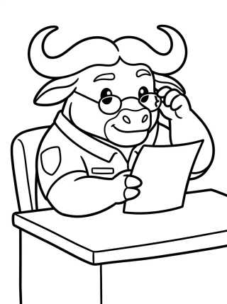 Desenho de Chefe Bogo de Óculos Lendo para colorir e imprimir grátis