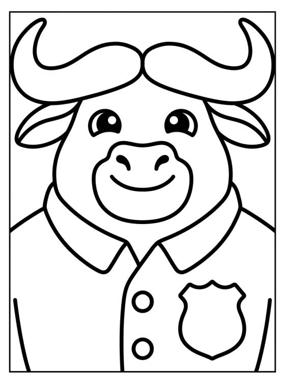 Desenho de Chefe Bogo Fofinho Sorrindo para colorir e imprimir grátis