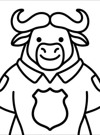 Desenho de Chefe Bogo Sorrindo com Distintivo para colorir e imprimir grátis