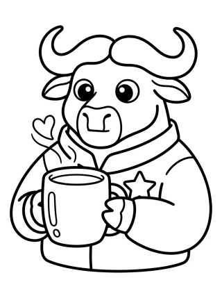 Desenho de Chefe Bogo Tomando Café para colorir e imprimir grátis