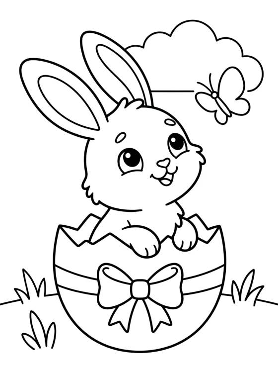 Desenho de Coelhinho Bebê Saindo do Ovo para colorir e imprimir grátis