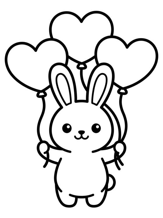 Coelhinho com Balões de Coração para colorir Desenho de Coelhinho com Balões de Coração para colorir e imprimir grátis