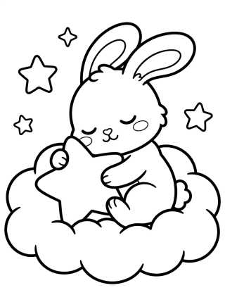 Coelhinho Dormindo na Nuvem para colorir Desenho de Coelhinho Dormindo na Nuvem para colorir e imprimir grátis