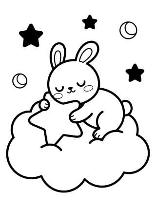 Coelhinho Dormindo na Nuvem para colorir Desenho de Coelhinho Dormindo na Nuvem para colorir e imprimir grátis