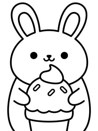 Desenho de Coelhinho Saboreando Sorvete para colorir e imprimir grátis