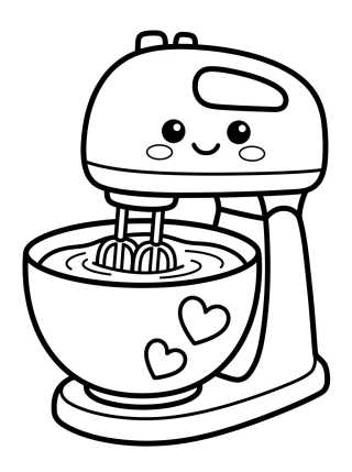 Desenho de Batedeira de Bolo Feliz para colorir e imprimir grátis