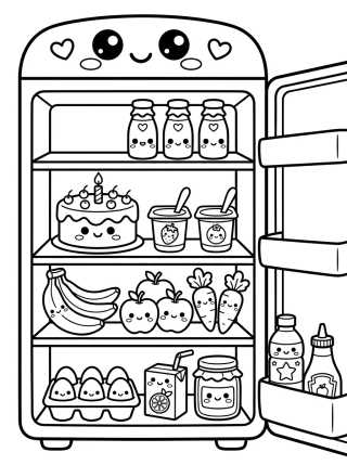 Geladeira Recheada de Fofuras para colorir Desenho de Geladeira Recheada de Fofuras para colorir e imprimir grátis