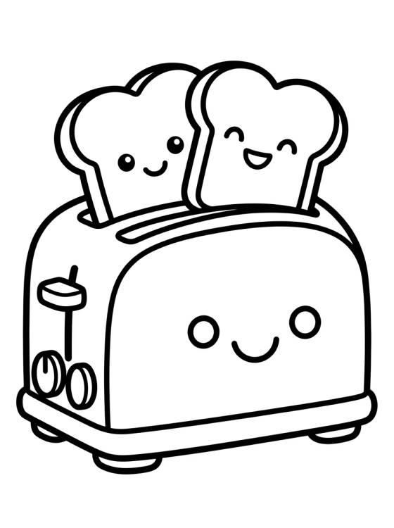 Desenho de Torradeira Feliz com Torradas para colorir e imprimir grátis