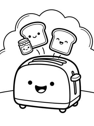 Torradeira Feliz e Torradas Doces para colorir Desenho de Torradeira Feliz e Torradas Doces para colorir e imprimir grátis