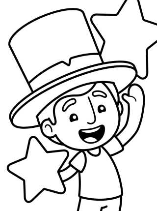 Desenho de Dan Brincando com a Cartola para colorir e imprimir grátis