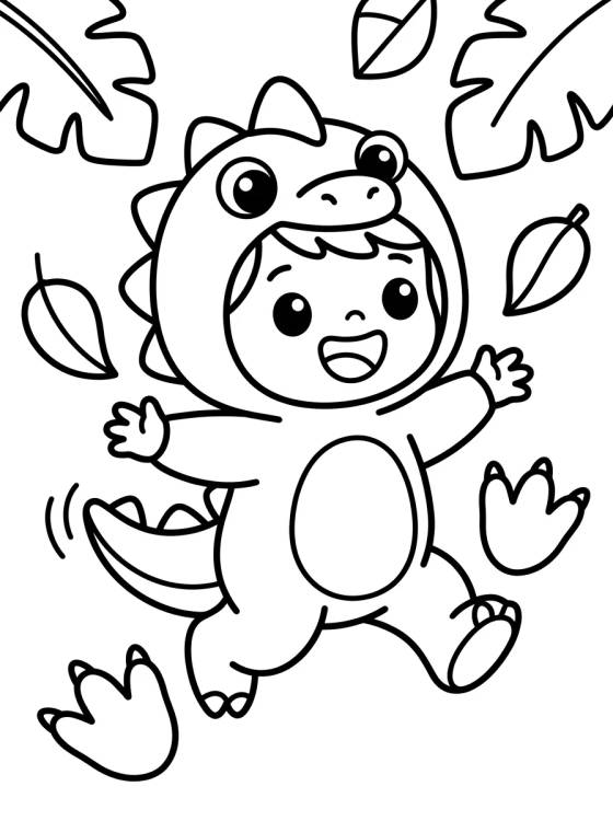 Desenho de Dan Brincando de Dinossauro para colorir e imprimir grátis
