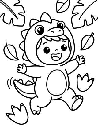Dan Brincando de Dinossauro para colorir Desenho de Dan Brincando de Dinossauro para colorir e imprimir grátis