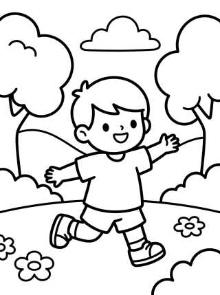 Desenho de Dan Brincando no Parque para colorir e imprimir grátis