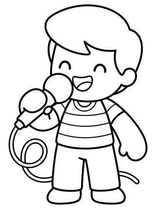 Desenho de Dan Cantando com Microfone para colorir e imprimir grátis
