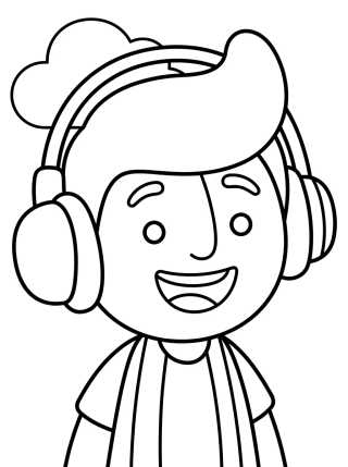 Desenho de Dan com seu Fone de Ouvido para colorir e imprimir grátis