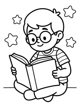 Desenho de Dan Estudando com Livro para colorir e imprimir grátis