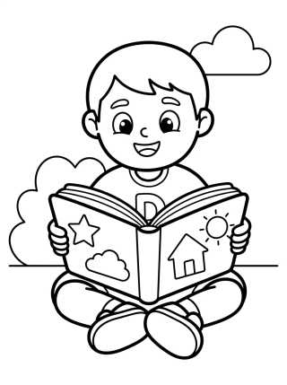 Desenho de Dan Lendo um Livro para colorir e imprimir grátis