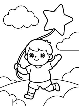 Desenho de Dan Soltando Pipa para colorir e imprimir grátis