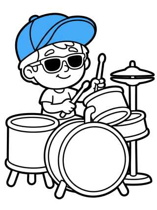 Desenho de Dan Tocando Bateria do Mundo Bita para colorir e imprimir grátis